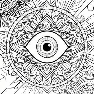 Kleurvolle Evil Eye Mandala Inkleurblad 96645-35577