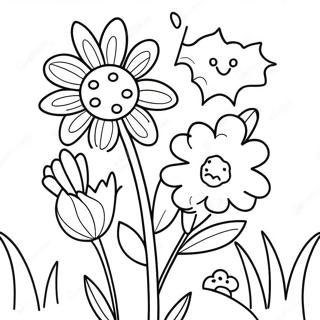 Vrolike Mei Dag Blomme Inkleurblad 98139-37045
