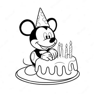 Mickey Mouse Met Verjaardag Koek Inkleurblad 98778-37537