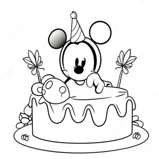 Mickey Mouse Met Verjaardag Koek Inkleurblad 98778-37538