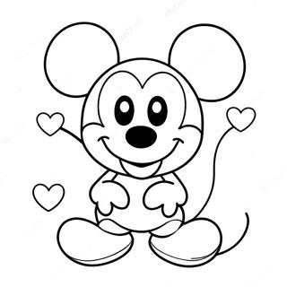 Schattige Mickey Mouse Met Hartjies Inkleurblad 99136-37817