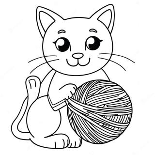 Nuuskierige Swart Kat Met Wolbal Inkleurblad 99215-37884